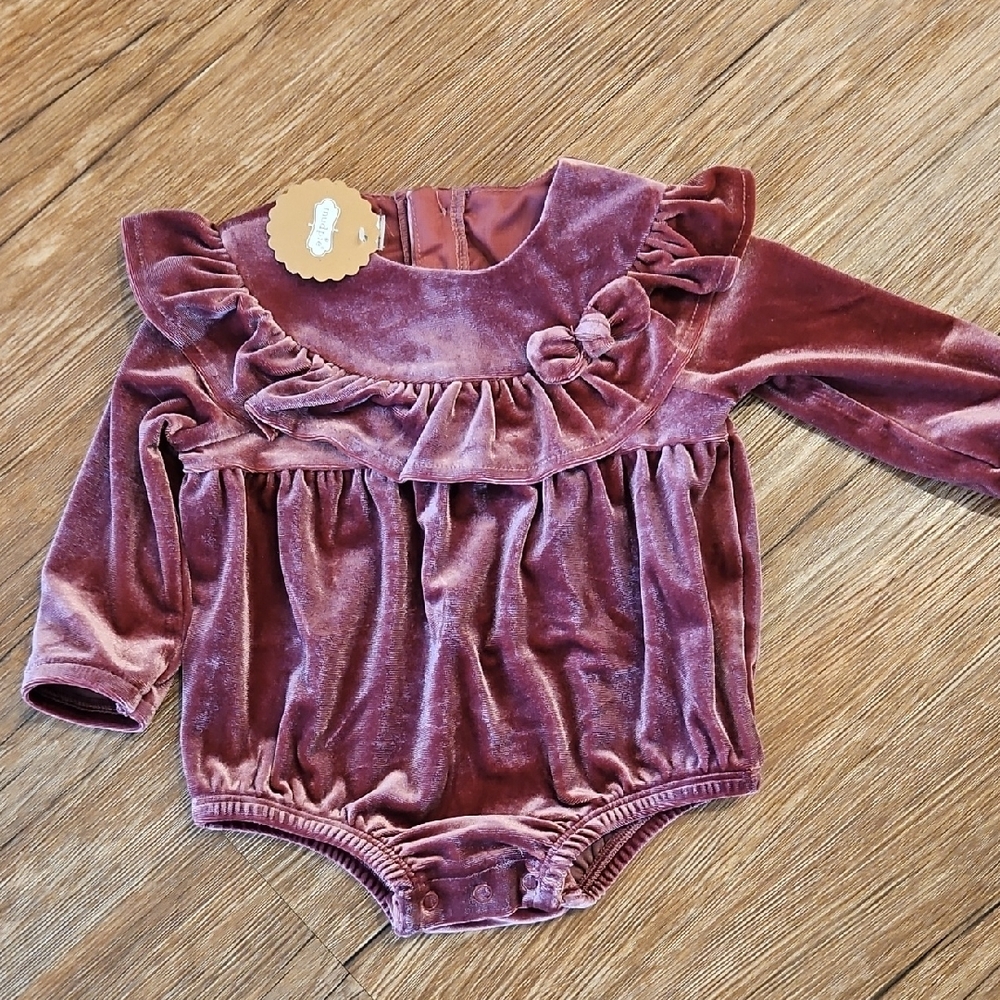 Mud Pie Velvet Ruffle One Piece - Mauve
